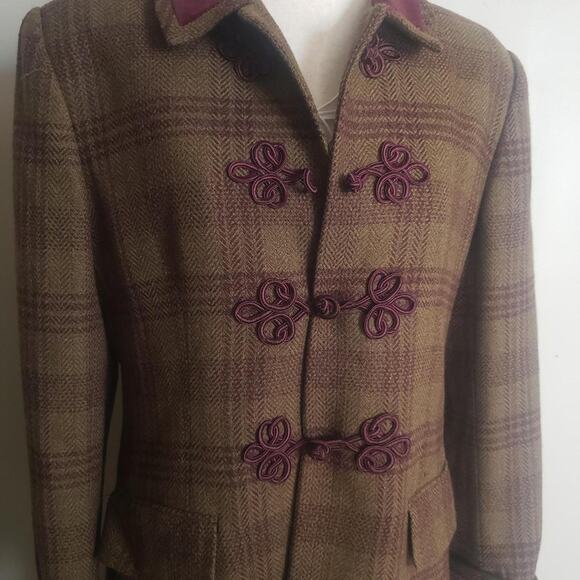 90s Jones NY Plaid Wool Blazer Coat Jacket Large 14 Academia Whimsigoth City - Picture 3 of 6